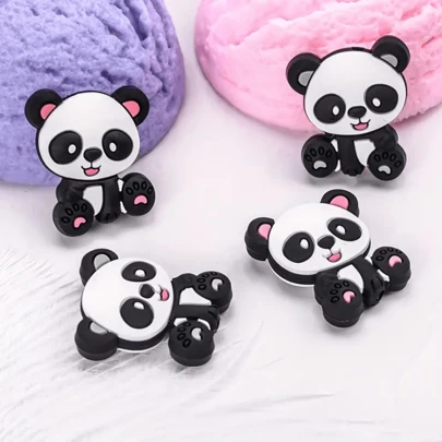 5/12pcs Cute Panda Animal Silicone Focal Beads Silicone Beads Bulk Jewelry Making DIY Bracelet Necklace Pendant Key Chain Charm Pen Decorative Supplies Handmade Crafts Accessories