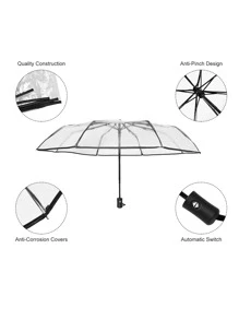 Paraguas transparente, paraguas plegable transparente de apertura y cierre automático para lluvia, viento y nieve, paraguas transparentes para lluvia para adultos unisex - Multicolor - Ver 3