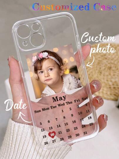 Neujahr personalisierter Kalender Gedenk-Hochzeit Baby Geburtstag Foto transparente Handyhülle kompatibel mit iPhone 11/13/14/15 Pro Max klar, khakifarben modisch, farbig, stilvoll, süß, schlicht, Kawaii personalisiert, einzigartig, Geschenk für Freunde zum Muttertag Handyhülle, 16 Hülle, Saison Auswahl, 2025 Handyhülle