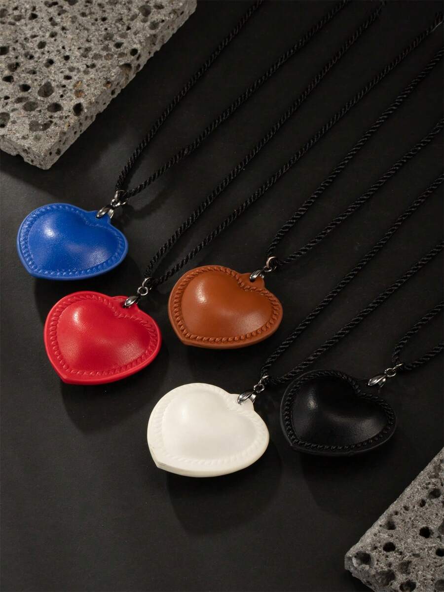 1 件女士皮革心形和鏟形吊飾繩項鍊,非常適合日常時尚佩戴 - 彩色 - 查看 1