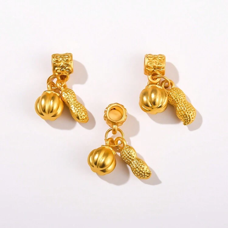 10 piezas/set Accesorio de joyería DIY para ropa, material de joyería con adorno de palabras auspiciosas taoístas, flor en forma de campana dorada creativa de moda, cuentas de loto, tubos curvos y bambú - Multicolor - Añade 13