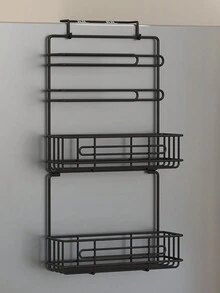 1入組冰箱收納架— 多功能設計，堅固金屬結構，並有香料架功能，可節省空間、方便漂亮的收納解決方案 — 為優化冰箱組織的必要廚房用品 - 黑色 - 查看 8