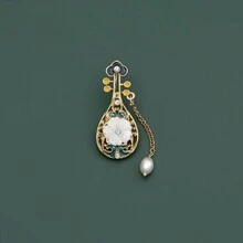 Set de 4 broches antiguos de estilo chino esmaltados y de jade, accesorios elegantes para cheongsam en estilo clásico de corte con concha y diseño de flor - Multicolor - Ver 10