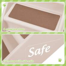4-Step Foldable Dog Stair, Pet Step Ladder For Bed With Non-Slip Pads - 米色 - 查看 6