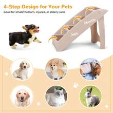 4-Step Foldable Dog Stair, Pet Step Ladder For Bed With Non-Slip Pads - 米色 - 查看 4