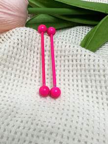 2pcs糖果色钛钢长杆双耳环双头球耳桥耳钉螺旋耳环乳头环欧美时尚母亲节 - 槓鈴型 - 查看 16