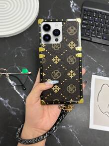 1 Stück Blumen-Leder-strukturiertes braunes TPU-Handyhülle mit Strass-Schwarz-Schlaufe, Vintage-/Minimalistisch-/Neues Modell, kompatibel mit iPhone 11/11 Pro/11 Pro Max/12/12 Pro/12 Pro Max/13/13 Pro/13 Pro Max/14/14 Pro/14 Plus/14 Pro Max/15/15 Pro/15 Plus/15 Pro Max und Galaxy S21 Ultra/S22 Ultra/S23 Ultra/S24 Ultra/S25 Ultra/A23/A33/A53/Z Flip3/Z Flip4/Z Flip5