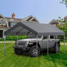 10x20FT Heavy Duty Outdoor Carport Without Sidewalls,Car Canopy Portable Garage, UV Resistant And Waterproof, Carport Canopy For Car, Bike, Boat, Party - 灰色 - 查看 2