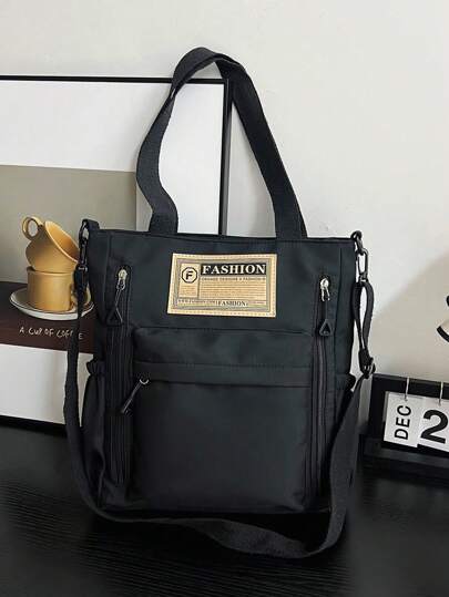Bolso de mano/bolso de hombro de gran capacidad con estampado de letras, adecuado para la universidad/aula universitaria, ir y venir del trabajo, oficina, festivales, vacaciones, fiestas, viajes, adecuado para mujeres, recién graduados, oficinistas, adolescentes, estudiantes universitarios, chicas jóvenes. También es una mochila con estilo literario, adecuada para libros, compras, útiles escolares. Bolso de mano de gran capacidad con diseño de múltiples compartimentos, adecuado para la playa, la escuela, el trabajo y el uso diario.
