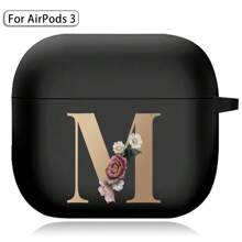 苹果耳机盒兼容 Airpods Pro 印花金色字母柔软硅胶无线蓝牙耳机充电盒保护套 - AirPods Pro (Black) - 查看 17