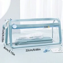 双层透明铅笔盒，大容量，考试专用，美观实用，文具包，生活用品收纳包，化妆品收纳包 - 彩色 - 查看 3