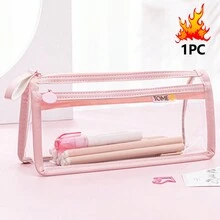 双层透明铅笔盒，大容量，考试专用，美观实用，文具包，生活用品收纳包，化妆品收纳包 - 彩色 - 查看 11