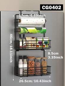 1入組冰箱收納架— 多功能設計，堅固金屬結構，並有香料架功能，可節省空間、方便漂亮的收納解決方案 — 為優化冰箱組織的必要廚房用品 - 黑色 - 查看 16