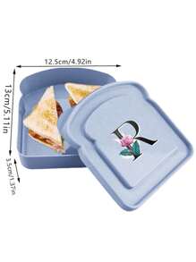 1 pièce Boîte à sandwich portable Toast Bento avec poignée contenant pour nourriture de pique-nique en plein air, boîtes à collations créatifs de 26 initiales, boîtier à sandwich réutilisable pour travailleurs de bureau - Vert - Voir 2