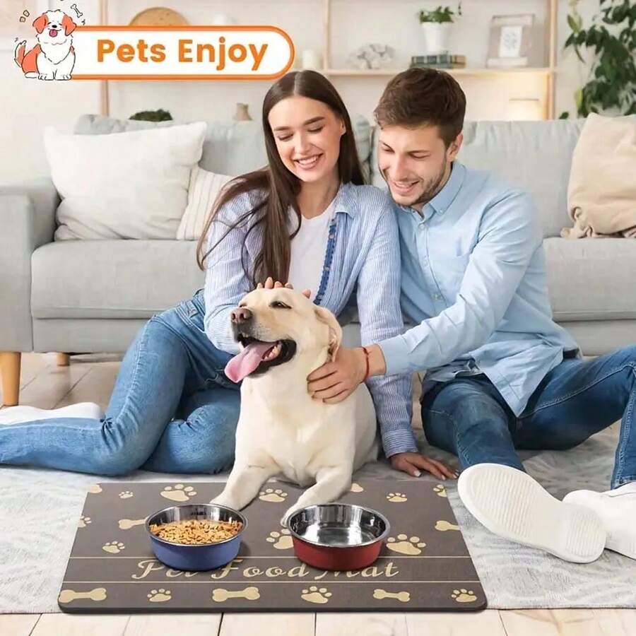 1入組寵物餵食墊，吸水犬墊，適用於食物和飲水碗，潔淨無痕並快速乾燥，防滑室內寵物犬餐墊 - 彩色 - 查看 1