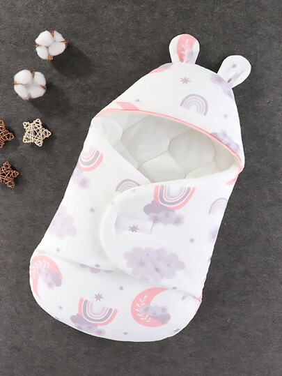 بطانية ملفوفة مع كابوت للأطفال الرضع، دافئة للخريف/الشتاء، قطعة واحدة