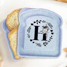 1入組手提三明治盒吐司便當，可重複使用的學生食品容器，零食盒創意26個首字母三明治盒，辦公室工作者便當盒