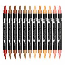 Set de 12 couleurs de tons de peau/12 couleurs standard/24 couleurs de marqueurs à double extrémité avec base acrylique en couleur chair. Parfait pour les portraits, le manga, l'anime, l'illustration, la Fête des Mères, les cadeaux pour maman, la rentrée scolaire et les fournitures scolaires