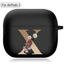 苹果耳机盒兼容 Airpods 第三代印刷金色字母柔软硅胶无线蓝牙耳机充电盒保护套 - AirPods 3rd (Black) - 查看 28