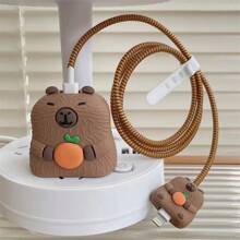 4pcs Cute Rainbow Bear Series Fast Charger Protective Cover Set Compatible With IPhone 11 12 13 14 15 Pro Max, Including Fast Charging Cable, Charger Head, Data Cable Protective Cover - Fun Gift Cable Protector, Charger Protector