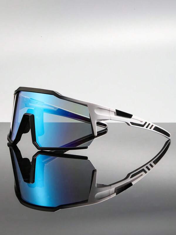 Fashion Glasses Men's And Women's Large Frame Dazzling One Lens Holiday Beach Sunblock Fashion Glasses Holiday Party Decoration Glasses Men's And Women's Running Glasses Webstar Posing Accessory Fashion Glasses