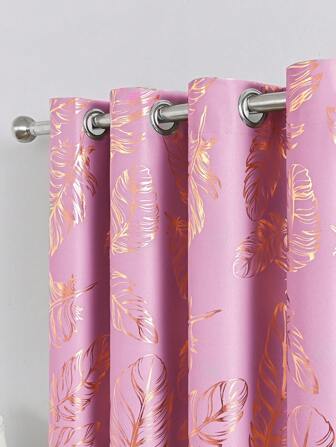 One Modern Style Polyester Feather Pattern Blackout Curtain, Feather Slowly Falling Design, Suitable For Various Room Types Such As Bedroom, Living Room, Kitchen, Dining Room, Etc., Even Can Be Used For Small Windows With Minimum Size To Make Short Curtains