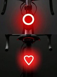 1pc Usb Rechargeable Bike Light, Heart-Shape Round Led Bicycle Front And Rear Caution Light, Waterproof Bicycle Tail Light With Cob Technology For Night Riding Lighting Equipment