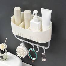 掛壁式浴室儲物架，浴室掛架，塑料排水籃，化妝品儲物架，洗髮水沐浴露架構組織者，浴室用品 - 均碼 - 查看 7