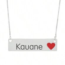 Colar Nome Personalizado Coração Resinado Kauane Banhado Prata 1000 - 999001897