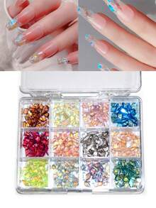 2024 New Nail Art Accessories, Ins Aurora & Colorful Flower Epoxy Shaped Rhinestone Set - Multicolor - View 2