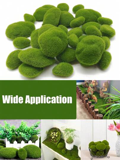 Artificial Moss Rocks Decorative, Green Moss Balls,Moss Stones, Green Moss Covered Stones, Fake Moss Decor For Floral Arrangements, Fairy Gardens And Crafting,Dollhouse Accessories Home Micro Landscape Decoration,Garden, Fence Decorations,Outdoor Decor,Festival, Home Decor