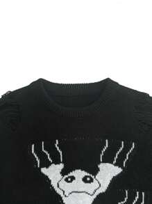 Pulover pentru bărbați, casual, cu model de pisici, din tricot jacquard
