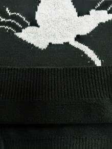 Pulover pentru bărbați, casual, cu model de pisici, din tricot jacquard