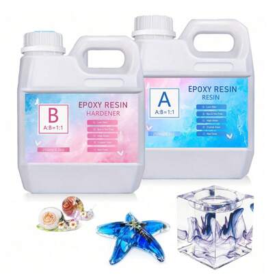 طقم راتنج إيبوكسي 17.2 أونصة - راتنج إيبوكسي شفاف كريستالي - مضاد للاصفرار وبريق عالي للمجوهرات وأعلى الطاولات الخشبية والطاولات النهرية وقوالب الراتنج ومشاريع الفن والحرف اليدوية