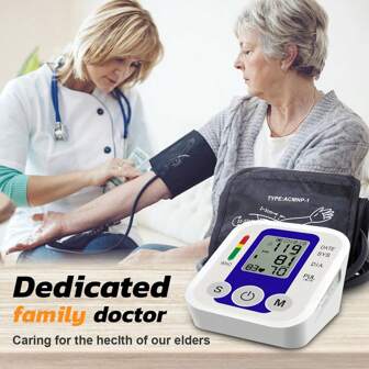 1pc Electronic  Blood Pressure Monitor | Arm  Blood Pressure Monitor | Adjustable Home Sphygmomanometer | Large Display | Voice Reporting | Portable Upper Arm BP | Heart Rate Measurement | Blood Pressure Monitors Automatic