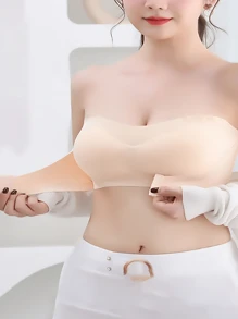 3 szt. Zestaw biustonoszy damskich bez ramiączek, biustonosz push-up i antypoślizgowy, bezszwowy, owinięty w klatkę piersiową i biustonosz z niewidocznymi plecami, bielizna - Wielokolorowe - Zobacz 2