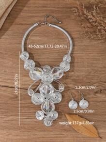 Pingente multicamadas exagerado feito à mão, tecido pesado, europeu e americano, africano, boêmio, do Oriente Médio, vintage, moda, fio de alumínio, acrílico, colar de cristal de vidro e brincos para festa, feriado