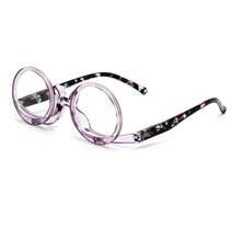 180° Dual Lens Flip Over Makeup Glasses Magnifying Eyeglasses - Mauve Purple - View 5