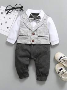 Baby Boy Long Sleeve 2 In 1 Romper Dress, For Party/Wedding/Birthday Occasion