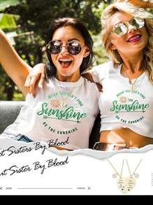 suteyi 2 pezzi/Set Collana dell'amicizia - Collane con ciondolo a doppio cuore, non sorelle ma migliori amiche, regalo di San Valentino per lei - Argento - Visualizzare 4