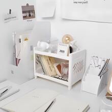 Double Tier Desk Organizer Rack, Vanity Storage Shelf For Kitchen, Bathroom, Office, Dorm - Display Rack, Bookshelf, Tool Holder - Multicolor - View 6