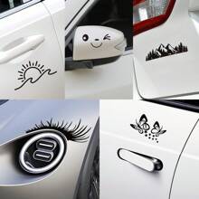 1 pièce Autocollant personnalisé noir pour voiture, autocollant résistant aux rayures pour fenêtre de voiture, autocollant de décoration de voiture, en option [1 pièce Vague de soleil/1 pièce Étoile papillon/1 paire de cils/1 paire de sourire clin d'œil], autocollant de décoration de vitre de voiture, autocollant mignon de bande dessinée, couvre les rayures, convient pour les véhicules électriques, les motos, les voitures, les camions, installation facile, sans résidu, accessoires de moto, décoration de vitre, décoration de voiture, accessoires de voiture pour femmes, fournitures pour voiture - Noir - Voir 11