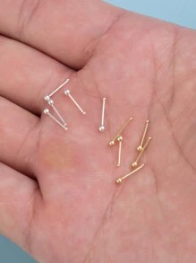 10PCS New Stainless Steel Small Nose Studs Round Ball Straight Rod Tragus Cartilage Helix Stud For Women Nose Piercing Jewelry