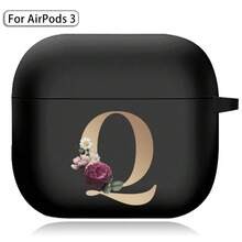 苹果耳机盒兼容 Airpods 第三代印刷金色字母柔软硅胶无线蓝牙耳机充电盒保护套 - AirPods 3rd (Black) - 查看 34