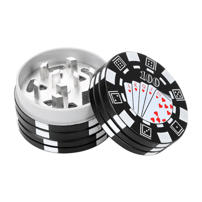 1Pc Poker Chip Design Herb Grinder, 42mm 3-Layer Grass Cutter, Plastic Housing Metal Blade Tobacco Crusher, Home Kitchen Spices Manual Grinding Tool, Smoking Accessories, Gifts For Smokers. Valentine's Day
