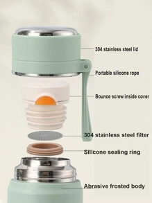 Stainless Steel Vacuum Insulated Cup, High-Capacity And Stylish Bullet-Shaped Bottle With Strap, Portable And Minimalist Design Water Bottle Back To School