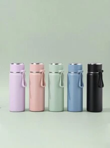Stainless Steel Vacuum Insulated Cup, High-Capacity And Stylish Bullet-Shaped Bottle With Strap, Portable And Minimalist Design Water Bottle Back To School