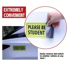 3pcs Student Driver Magnet Car Signs, New Driver Safety Warning Sign Magnetic Reflective Novice Driver Bumper Sticker (Black) - Black - View 7