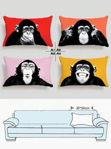 4 piezas o 1 pieza Funda de cojín decorativa de gorila colorida vintage para coche, hogar, dormitorio, sala de estar, sofá