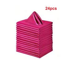 8/16/24pcs Napkins, Wedding Napkins Bulk, Decorative Elegant Dinner Napkins Square Table Napkins Decor, Silky Satin Cloth Napkins For Restaurant Banquet Graduation Party(43*43cm/17*17in) Back To School - Hot Pink - View 5